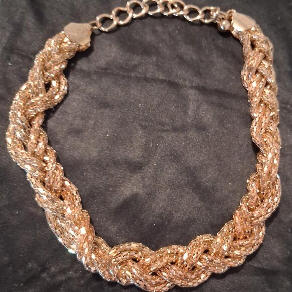 Express Gold Tone Braided Mesh Statement Necklace - Picture 1 of 5